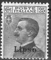 1912 Lipso - Francobolli D´Italia Soprastampati 25 C - Aegean (Lipso)