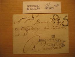 OLOT 1780/1802 To Barcelona Front Frontal Letter PREPHILATELY Gerona Girona Catalonia Spain España - ...-1850 Prephilately