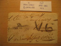 OLOT 1780/1802 To Barcelona Front Frontal Letter PREPHILATELY Gerona Girona Catalonia Spain España - ...-1850 Préphilatélie