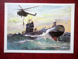 Diesel Submarine - By P. Pavlinov - Helicopter - Soviet - 1973 - Russia USSR - Unused - Sous-marins