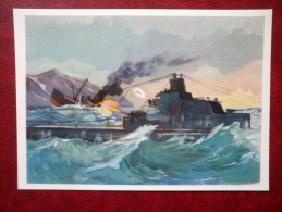 The Sinking Of Enemy Transport Ship By The Soviet Submarine K-2 - By P. Pavlinov - WWII - 1974 - Russia USSR - Unused - Sous-marins