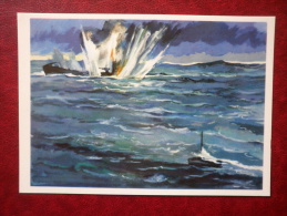 The Sinking Of A German Submarine By The Soviet Submarine C-101 - By P. Pavlinov - WWII - 1974 - Russia USSR - Unused - Submarines