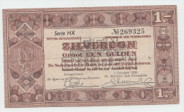 Netherlands 1 Gulden Zilverbon 1938 VF+ CRISP Banknote - 1 Gulde