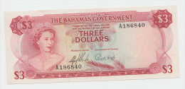 BAHAMAS 3 DOLLARS L. 1965 AUNC P 19a 19 A - Bahama's