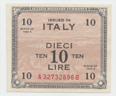 Italy 10 Lire 1943 XF+ P M19b  M19 B - Allied Occupation WWII