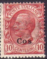 1912 Coo - Francobolli D'Italia Sovrastampati 10 C - Egeo (Coo)