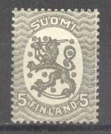 (SA0347) FINLAND, 1919 (Arms Of The Republic, 5p., Gray). Mi # 69. MNH** Stamp - Ungebraucht