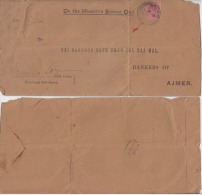 India QKE 1A  OHMS  Folder Service Cover  Ajmer Local Use # 50886 - 1902-11  Edward VII