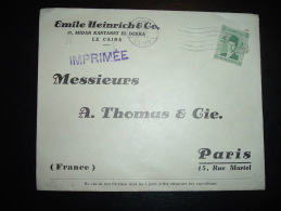 LETTRE POUR FRANCE TARIF IMPRIMEE TP 4M OBL.MEC. 10 JLY 1939 CAIRO + EMILE HEINRICH & Co. - Briefe U. Dokumente