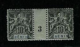 BENIN N° 37 ** PAIRE MILLESIME 3 DE 1893 COTE MAURY 385€ - Unused Stamps