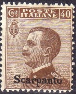 1912 Scarpanto - Francobolli D´Italia Soprastampati 40 C - Egeo (Stampalia)