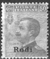 1912 Rodi - Francobolli D´Italia Soprastampati 50 C - Egeo (Rodi)