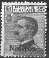 1912 Nisiro - Francobolli D´Italia Soprastampati 25 C - Egée (Nisiro)