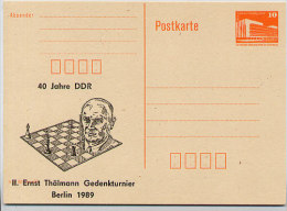 DDR P86II-9-89 C45 Privater Zudruck SCHACHTURNIER Berlin 1989 - Privatpostkarten - Ungebraucht