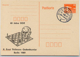 DDR P86II-9-89 C45 Privater Zudruck SCHACHTURNIER Berlin Stpl. 1989 - Cartes Postales Privées - Oblitérées