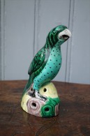 CHINE - Perroquet Vert En Céramique - XIXe - Signé - Arte Asiático