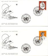 ONU VIENNE. N°43-4 Sur 2 Enveloppes 1er Jour (FDC's) De 1984. Réfugiés. - Réfugiés