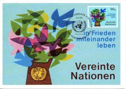 ONU VIENNE. N°1 Sur Carte Maximum (Maximum Card) De 1979. Arbre De Colombes. - Maximum Cards