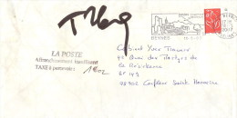 Lettre Taxée Timbre D´usage Courant Flamme De Beynes(78) (oblitération Du 18/05/2007) - 1960-.... Briefe & Dokumente