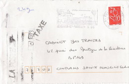 Lettre Taxée Timbre D´usage Courant Flamme D´enghien Les Bains (oblitération Du 21/05/2005) - 1960-.... Storia Postale