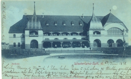 Sylt, Kurhaus, Mondschein-AK, 1898 - Sylt