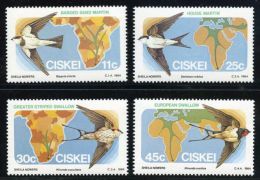 1984 Ciskei (South Africa) - Migratory Birds 4v., Swallows, Vogel, Oiseaux, Pajaros, Fauna Wildlife Michel 61/64 MNH - Zwaluwen
