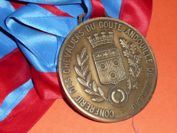 Rare Médaille En Bronze Ou Simili, Confrérie Des Chevaliers Du Goute-Andouille De Jargeau 45 - Professionnels / De Société