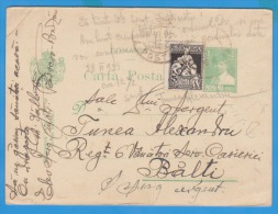 ROMANIA 1928. Postal Stationery Postcard. Postal Traffic  Balti Basarabia - Cartas & Documentos