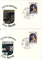 2 Kaartjes België - 700 Jaar Gemeente Hove - 1972 - Souvenir Cards - Joint Issues [HK]