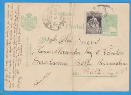 ROMANIA 1929. Postal Stationery Postcard. Postal Traffic  Balti Basarabia - Lettres & Documents