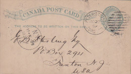 Canada Postal Stationery Ganzsache Entier Queen Victoria PETER-STREET TORONTO 1889 To TRENTON New Jersey USA (2 Scans) - 1860-1899 Reinado De Victoria