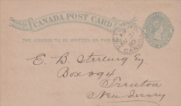 Canada Postal Stationery Ganzsache Entier Queen Victoria Deluxe PICTOWNS 1889  To TRENTON New Jersey USA (2 Scans) - 1860-1899 Reinado De Victoria