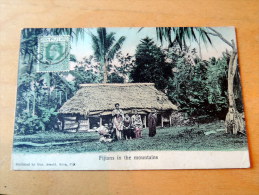 Carte Postale Ancienne : FIDJI , FIJI : Fijians In The Mountains, Stamp - Fiji