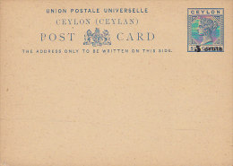 Ceylon Ceylan Postal Stationery Ganzsache Entier 6 Cents Queen Königin Victoria Overprinted 5 CENTS (2 Scans) - Ceylon (...-1947)