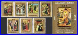 HUNGARY 1973 Christmas Paintings + S/S SC#2250-57 MNH RELIGION MADONNA (D0133) - Collections