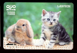 Japon - Titre De Transport QUO : Lapin Et Chat - Other & Unclassified