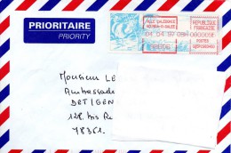 Enveloppe Prioritaire,  Nouvelle Calédonie, NOUMEA, Rivière Salée, Machine A Affranchir, Cagou, De 1997 - Oblitérés