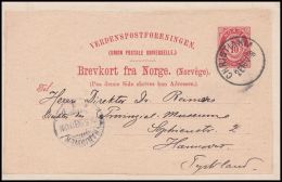 Norway 1898, Postal Stationery Christina To Hannover - Postwaardestukken