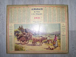 @ 1931 ALMANACH CALENDRIER DES POSTES ET DES TELEGRAPHES DESSIN ILLUSTRATION HENDAYE, ATTELAGE BASQUE, IMPR. OBERTHUR - Tamaño Grande : 1921-40