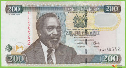 Voyo KENYA 200 Shillingi 2005 P43c  B141c Prefix BE UNC Kenyatta Cotton - Kenia