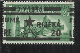 OCCUPAZIONE FIUME 1945 SOPRASTAMPA SPOSTATA VARIETA´ VARIETY SURCHARGE LIRE 20 SU 1,25 MNH - Yugoslavian Occ.: Fiume