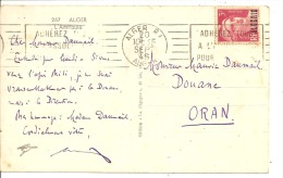 N°Y&T 238   ALGER   Vers    ORAN  Le 10 SEPTEMBRE1945  (2 SCANS) - Brieven En Documenten
