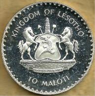 LESOTHO 10 MALOTI  EMBLEM FRONT GEORGE WASHINGTON BACK 1982 AG SILVER PROOF KM41 READ DESCRIPTION CAREFULLY !!! - Lesotho