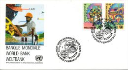 ONU VIENNE. N°89-90 Sur Enveloppe 1er Jour (FDC) De 1989. Banque Mondiale. - FDC
