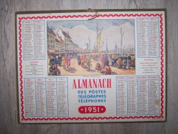 @ 1951 ALMANACH CALENDRIER DES POSTES TELEGRAPHES TELEPHONES, ILLUSTRATION PECHEURS A DOUARNENEZ, OLLER, ARDENNES 08 - Groot Formaat: 1941-60