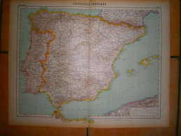 ANCIENNE CARTE  PENINSULE IBERIQUE   DIM 57 X 45 CM - Topographical Maps