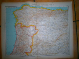 ANCIENNE CARTE  ESPAGNE ET PORTUGAL Flle  N.O   DIM 57 X 45 CM - Topographical Maps