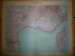 ANCIENNE CARTE   FRANCE S.E   DIM 57 X 45 CM - Topographical Maps