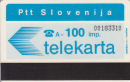 Slovenia, PTTS-006A, Telekarta, A-100, Blue, Ptt Slovenija - White Backside, 2 Scans. - Slowenien