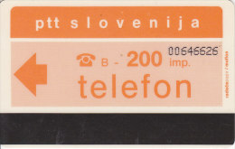 Slovenia, PTTS-013A, Telefon, B-200, Orange, Ptt Slovenija - White Backside , 2 Scans. - Slovénie